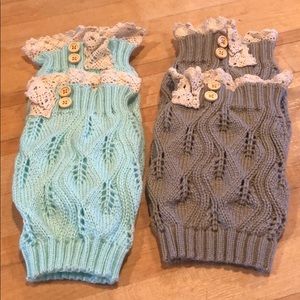 2 pairs Crochet Boot Cuffs with Lace